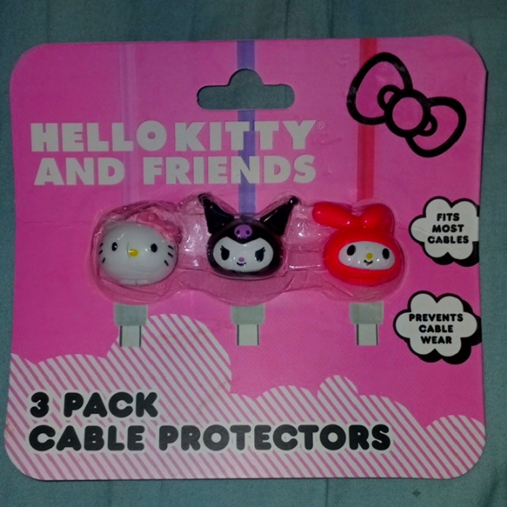 Hello Kitty and Friends Cable Protectors - 3 Pack (White, Black, Red)